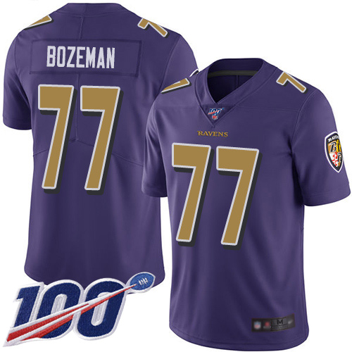 Baltimore Ravens Limited Purple Men Bradley Bozeman Jersey NFL Football #77 100th Season Rush Vapor Untouchable->women nfl jersey->Women Jersey
